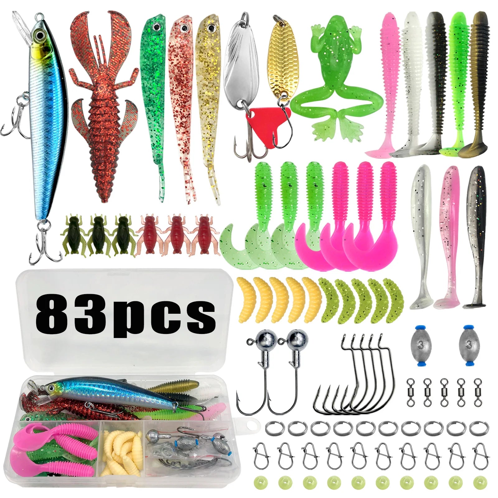 Coffre aux Trésors du Pêcheur – Kit Complet de Leurres (83 à 409 pièces)