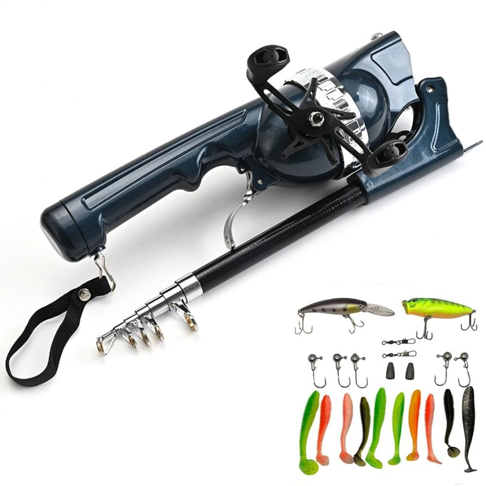 Canne à Pêche Télescopique 131 cm avec Moulinet et accessoires