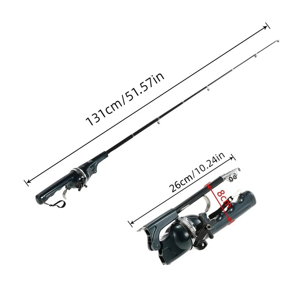 Canne à Pêche Télescopique 131 cm avec Moulinet et accessoires